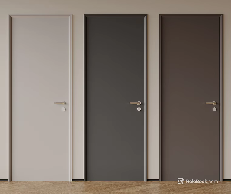 Modern Hinged Doors In Various Colors With Minimalist Design For Home 3d model 