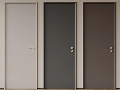 Modern Hinged Doors In Various Colors With Minimalist Design For Home 3d model