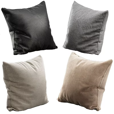 Soft Decorative Pillows in Black Gray Light Gray and Brown Fabric for Home Sofa Decor 3d model