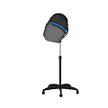 Commercial Salon Hair Drying Equipment With Black Hood Blue Stripe Adjustable Stand On Wheels