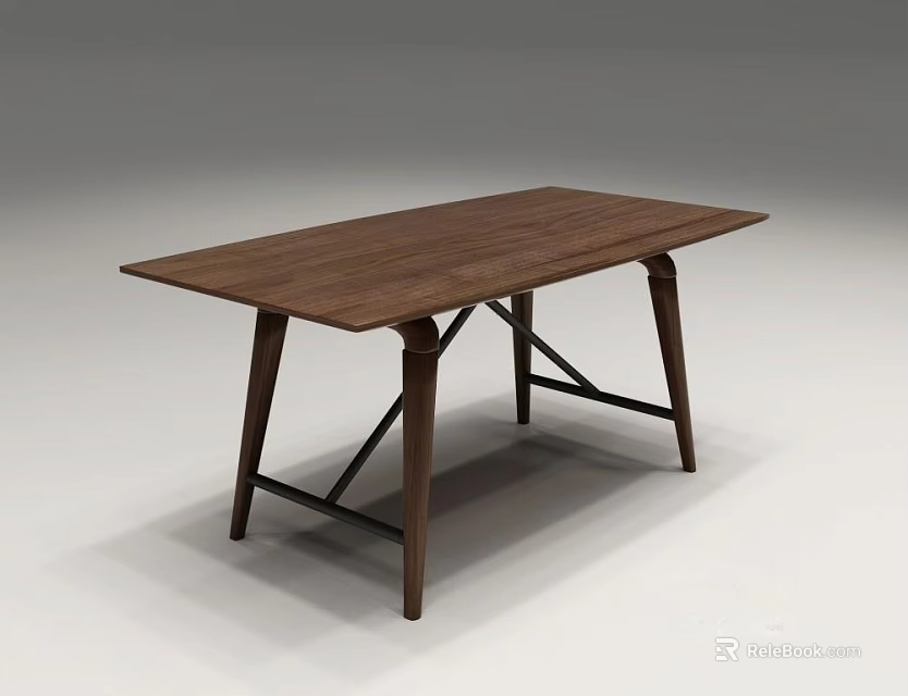Modern Wooden Dining Table With Unique Crossed Legs And Minimalist Design Style 3d model 