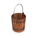 Rustic Wooden Decorative Bucket With Metal Handle For Home Ornamental