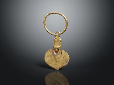 Elegant Fashion Accessory Gold Keychain With Heart Shaped Pendant Design 3d model