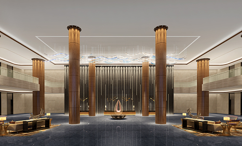 New Chinese Hall Hotel Lobby 3d model