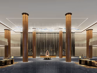 New Chinese Hall Hotel Lobby 3d model