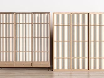 Japanese-style wardrobe solid wood wardrobe 3d model