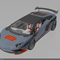 Light Blue Sports Car With Red Accents Rear Spoiler And Sleek Aerodynamic Design