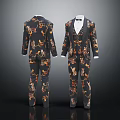 Animal Print Formal Suit Coat And Pants With Front Back View Design Patterns 3d model