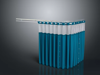 Foldable Blue And White Striped Room Divider As Practical Household Decorative Item 3d model