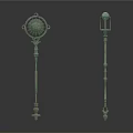Green Vintage Style Decorative Poles With Ornate Tops For Outdoor Decor