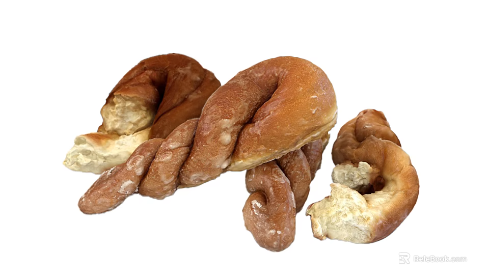 Fresh Baked Homemade Twisted Bread Rolls With Golden Brown Crust And Soft Interior 3d model 