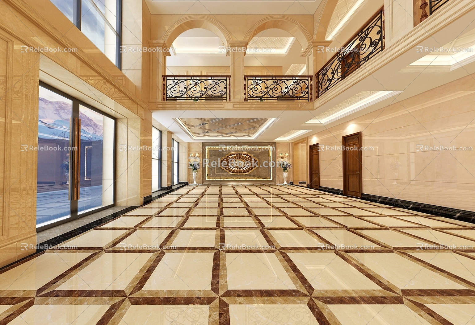 European Hotel Lobby Hall Preface Hall Hotel Lobby 3d model