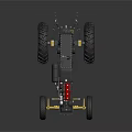 Black Heavy Duty Tractor With Yellow Wheels And Red Engine Components