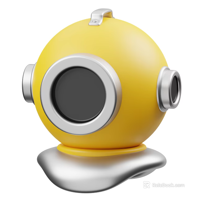 Yellow Spherical Household Gadget With Silver Frame And Side Parts On Stable Base 3d model 
