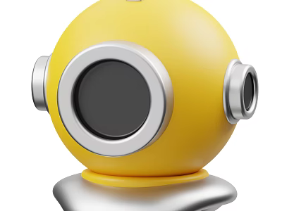 Yellow Spherical Household Gadget With Silver Frame And Side Parts On Stable Base 3d model