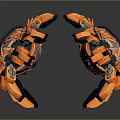 Orange And Blue Mechanical Design Sport Gloves With Unique Pattern And Comfortable Fit