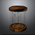 Stylish Decorative Furniture Piece With Wooden Top Base And Transparent Glass Carved Patterns