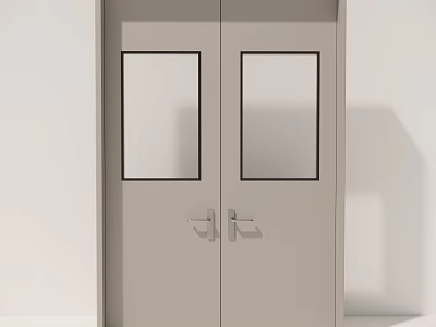 Double Doors With Glass Panels And Metal Handles In Light Color Interior 3d model