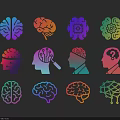 Vibrant Brain Art Wall Decor Featuring Multiple Design Elements And Color Gradients 3d model