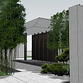 Serene Garden Landscape Design With Lush Green Trees And Trimmed Shrubs