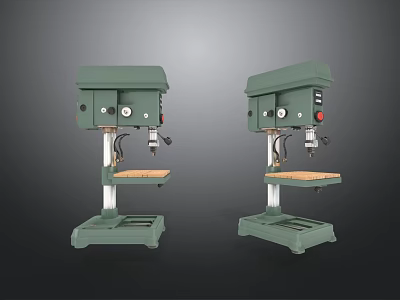 Green Industrial Drill Press Machines With Stable Base And Precision Drilling 3d model