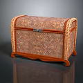 Wicker Storage Trunk With Wooden Frame Decorative Lock And Woven Design For Home Use