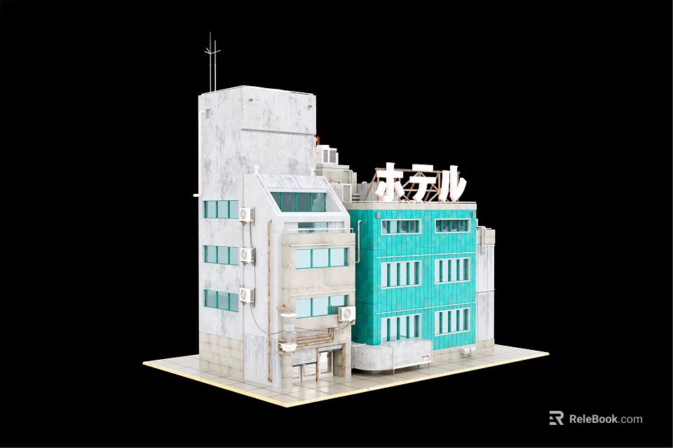 Innovative Future Architecture Design With Turquoise White Modular Structures And Geometric Glass Facades 3d model 