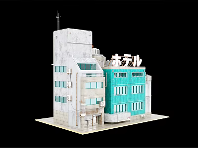 Innovative Future Architecture Design With Turquoise White Modular Structures And Geometric Glass Facades 3d model