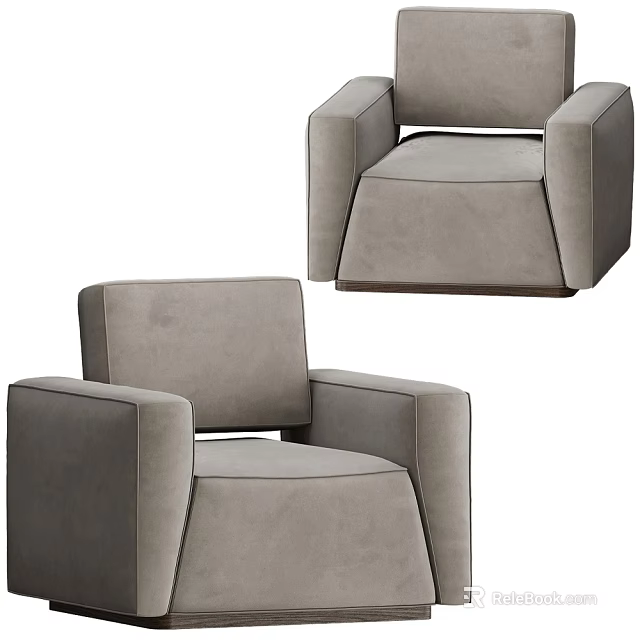 Two Gray Inflatable Armchairs With Modern Design And Comfortable Seating 3d model 