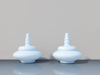 Pair of White Modern Decorative Ornament Set With Spiral Top For Tabletop 3d model