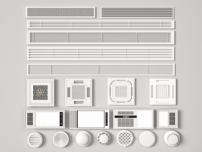 Modern Home Air Conditioner Air Vents With Various Designs And Grille Styles 3d model