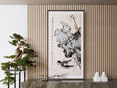 New Chinese Plant Painting Ink Decorative Painting model