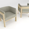 Modern Booth Sofas With Light Gray Fabric And Wooden Frame Design 3d model