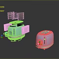 Blue Electronic Toaster Appliance With Satellite Inspired Tech Parts And Classic Design