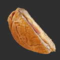 Delicious Golden Bread Sandwich With Ham And Melted Cheese Filling