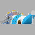 Garden Landscape Children's Playground Featuring Airplane Slide And Colorful Star Patterns