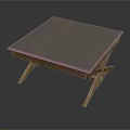 Modern Coffee Table With Gray Top And Wooden Crossed Legs Design