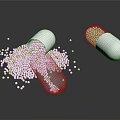 White Food Pellets Spilled From Open Capsule On Black Surface