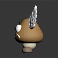 Cartoon Character Creature With Brown Body White Wings Large Eyes Frowning Expression And Short Legs