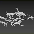 Dinosaur and Animal Skeleton Models Collection with Various Species and Sizes