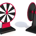 Red and Black Spinning Wheels with Stand Base and Pointer Design Decor 3d model