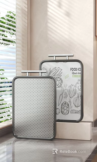 Modern Kitchen Cutting Boards With Food Illustrations 3d model 