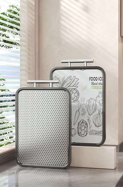 Modern Kitchen Cutting Boards With Food Illustrations 3d model Modern Kitchen Cutting Boards With Food Illustrations 3d model