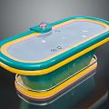 Colorful Casino Entertainment Table With Green Yellow Blue Trim And Gray Surface