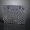 Industrial Metal Plate Surface With Diamond Pattern And Corner Holes