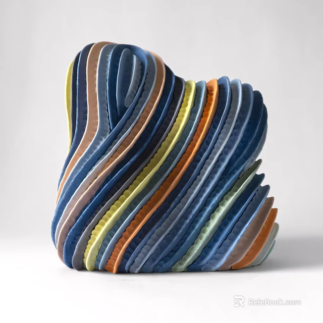 Colorful Wavy Layered Ornament Set for Modern Home Decor Accent 3d model 