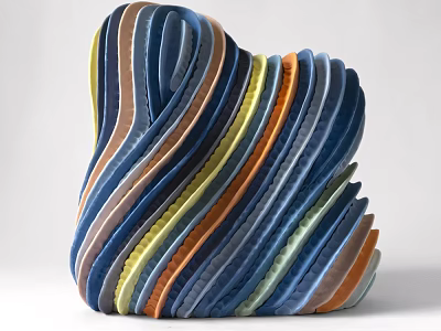Colorful Wavy Layered Ornament Set for Modern Home Decor Accent 3d model