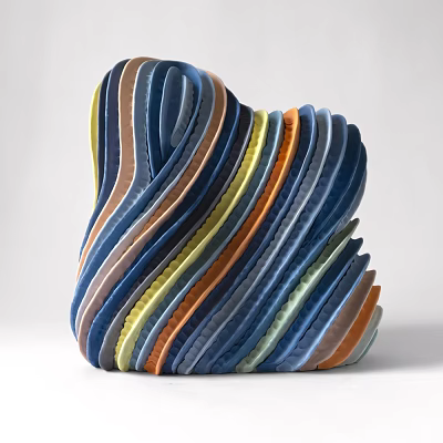 Colorful Wavy Layered Ornament Set for Modern Home Decor Accent 3d model