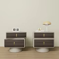 Italian Style Simple Modern Bedside Table Rotating Side Cabinet 3d model