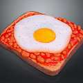 Delicious Toast Topped With Fried Egg And Baked Beans For Breakfast